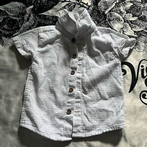 Little Lad white button up baby boy shirt.